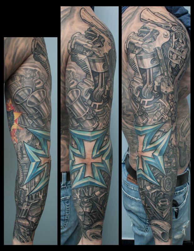 motor sleeve by Steve Morris Tattoos